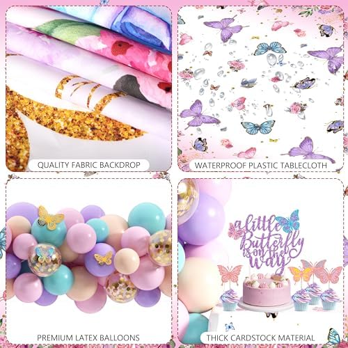 Butterfly Baby Shower Decorations for Girl Pink Purple Party Decoration Set - Image 4