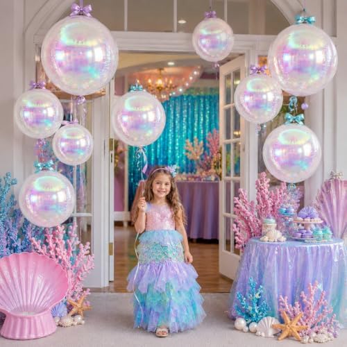 12PCS Iridescent Round Foil Balloons 22" 15" 10" Large Holographic Balloon - Image 4