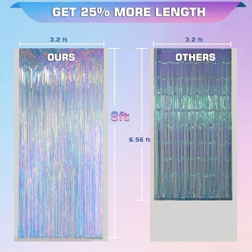 Iridescent Tinsel Backdrop with Extra Tape, Melsan 3.28 x 8ft for Birthday - Image 5