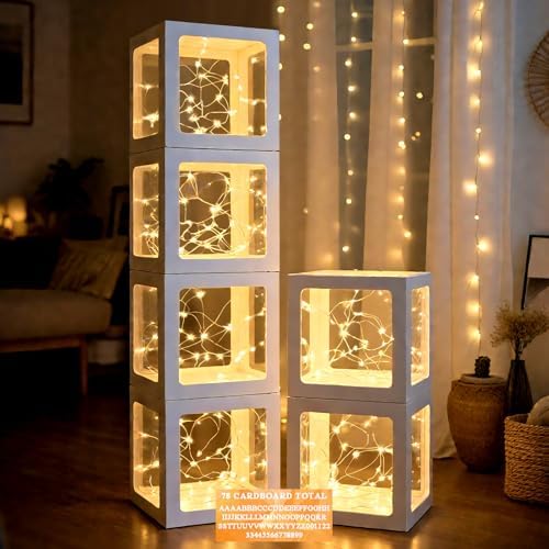 Ledido Transparent Balloon Boxes with 78 Letters Numbers Fairy Lights 6PCS by Ledido