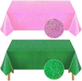 2 Pack Iridescent Pink and Green Glitter Tablecloth Party Decorations by BCCSNNM