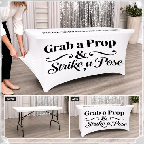 4ft Photo Booth Tablecloth White Stretch Spandex Table Cover - Image 4