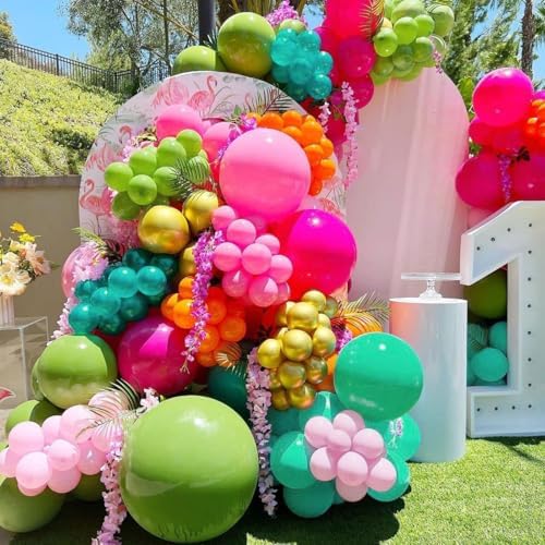 Paready Tropical Balloons, 50 Pcs Rainbow Summer Hawaiian Party Decorations - Image 5