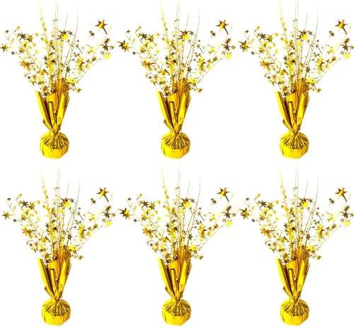 FUBININA 6 Pack Metallic Foil Spray Centerpiece Star Table Decoration Burst Table Centerpieces for Birthday New Years Nye Wedding Anniversary Graduation Holiday Party Supplies Decor, Gold by FUBININA