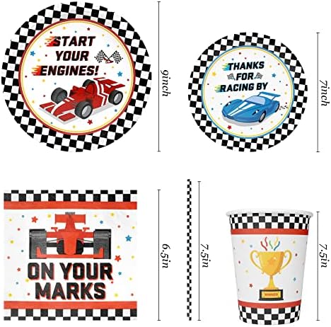 Recheel Racing Car Party Decorations Plates Set, Cars Party Supplies - Image 2