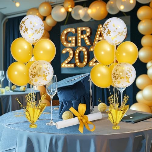 4 Set Gold Table Centerpiece Balloons Stand Kit with Gold and Confetti Balloons for Birthday Party Baby Shower Wedding Bridal Shower Graduation Prom Table Decorations - Image 2