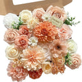 FACINOC Roses Artificial Flowers Orange Fake Flower with Stems for DIY Wedding Bouquets Bridal Baby Shower Centerpiece Table Decorations Silk Faux Floral Arrangements for Party Home Decor Indoor Peach by FACINOC