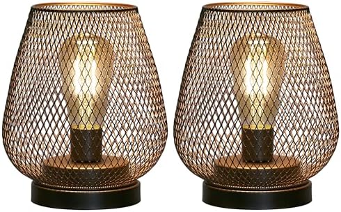 JHY DESIGN Set of 2 Metal Cage LED Lantern Battery Powered Cordless Accent Light with LED Great for Weddings Parties Patio Events for Indoors Outdoors by JHYDESIGN
