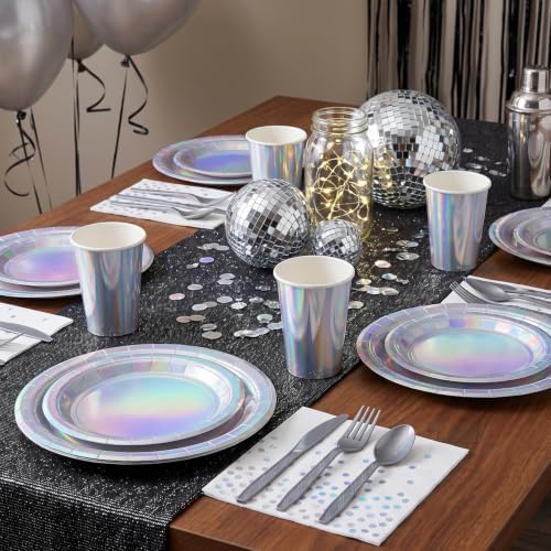 175 Pcs Iridescent Party Dinnerware Set, Serves 25 - Image 7