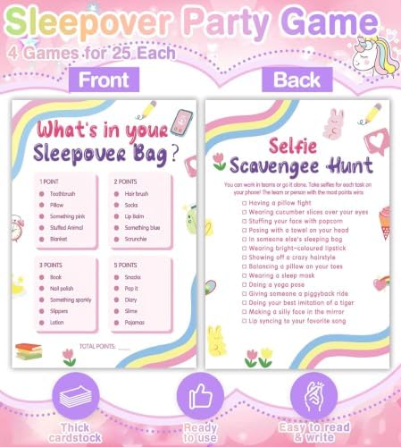 Sleepover Party Supplies for Girls, 4Funny Girls Night Games Sleep Over Essentials for Slumber Party Supplies - Image 3