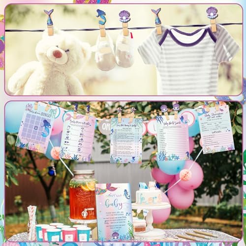 Patelai 321 Pcs Baby Shower Games Supplies, Mermaid - Image 6