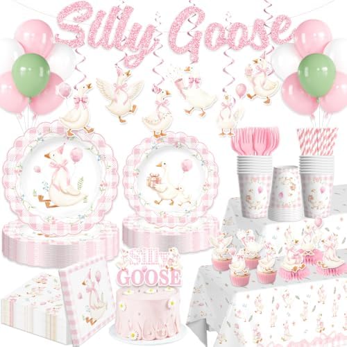 Xynic 205pcs Silly Goose Birthday Decorations Tableware Set, for 25 Guests by Unknown