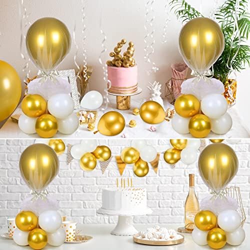 BBTO 8 Set Gold and White Table Centerpieces Balloons Stand Kit, 27.6in - Image 7