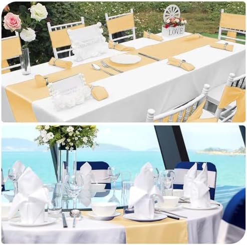 12 Pack Champagne Satin Table Runner 12 x 108 Inch Long Premium Table Runners for Wedding Party Events Decoration, Birthday Parties, Banquets Decorations, Graduations, Engagements - Image 6