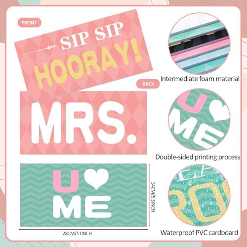 Beeveer 24 Designs Wedding Photo Booth Props, Double Sided PVC Signs - Image 3