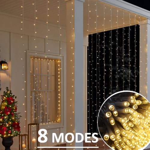 Solhice LED Curtain Lights Outdoor 30ft x10ft, 720 LED Plug in Hanging String Lights Indoor, Twinkle Light Backdrop for Outside Wedding Bedroom Décor, Warm White (Not Connectable) - Image 2