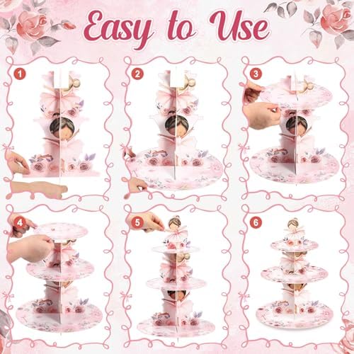 3 Tier Ballerina Party Decoration Ballerina Cupcake Stand - Image 4