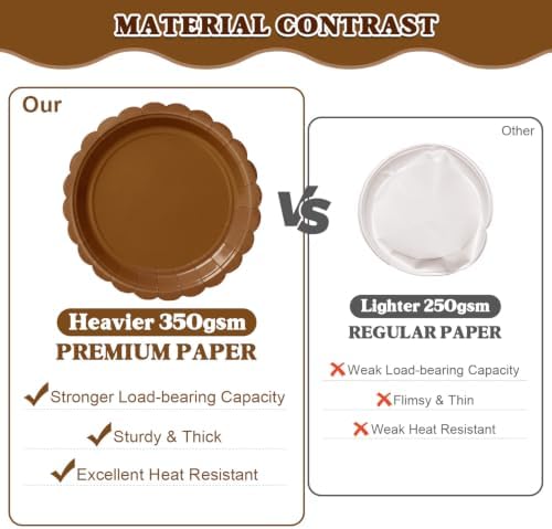 Vyntra 175 Pcs Brown Paper Plates and Napkins Party Supplies - Image 4