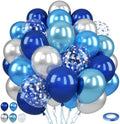 Blue Silver Balloons, 50 Pcs Navy Blue for Boy Birthday Party Decorations by Paready