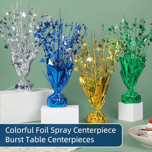 24 Pack Green Metallic Foil Spray Centerpiece Star Table Decoration Burst Table Centerpieces for Birthday New Year Wedding Anniversary Graduation Party Supply (Green) - Image 5