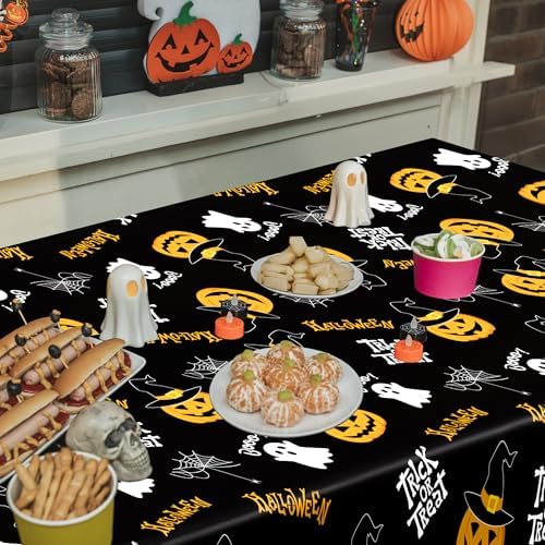 2 Pack Halloween Plastic Tablecloth 54 x 108 Inch Purple Black Tablecovers - Image 4