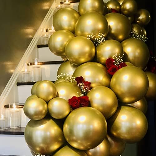 Voircoloria 105pcs Metallic Gold Party Latex Balloons, 12inch - Image 4