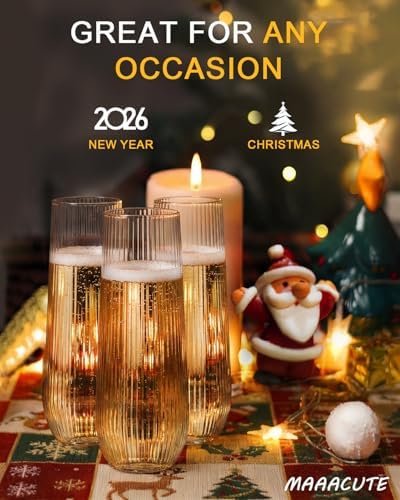24 Pack Plastic Champagne Flutes, 9 Oz Disposable Wine Mimosa Glasses - Image 3