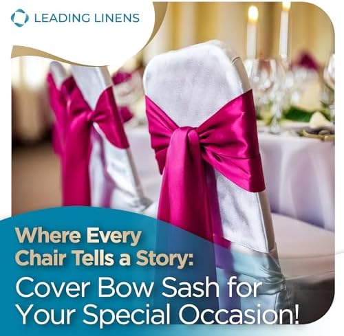 Leading Linens 10 pcs Fuchsia 108"x8" Satin Bow Sash Chair Cover Decoration - Image 4