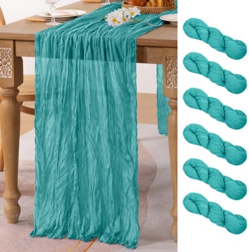 Teal Blue Table Runner Fall Cheesecloth Table Runner Dinning Decor, 6 Pack by MLMC