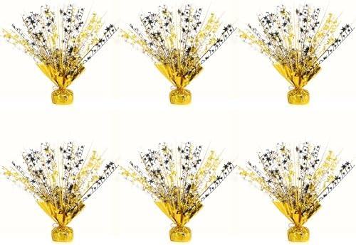 6 Pack Metallic Foil Spary Centerpieces for Tables, Gold Silver Black Centerpieces for Tables Decorations, Star Brust Table Centerpieces for Birthday Graduation Wedding Baby Shower Party by Unknown
