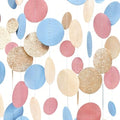 Champagne Gold Dusty Pink Blue Cream Beige Circle Dot Hanging Streamer Polka Dot Garland Banner for Birthday Wedding Bridal Shower Engagement Boho Gender Reveal Party Decorations Supplies by pinkblume