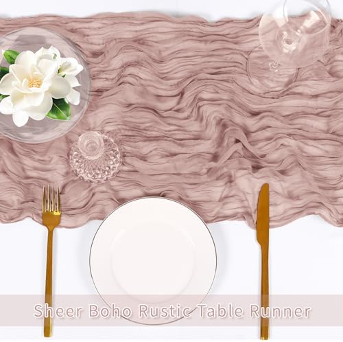 6 Pack Dusty Pink Cheesecloth Table Runner, 17 x 108 inch, Semi Sheer Boho Cheese Cloth Fabric Table Runner Bulk for Wedding, Birthday, Party, Holiday, Home Decor (Dusty Pink) - Image 5