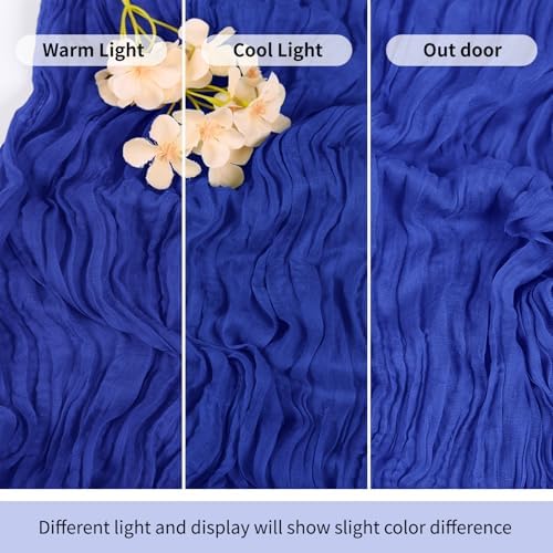 3 Pack Royal Blue Cheesecloth Table Runner 17x108 Inch Semi Sheer Boho Gauze Cheese Cloth Fabric Table Runners Table Decor for Wedding Party Baby Shower Birthday Home Decor Garden Farmhouse - Image 7