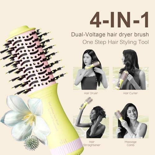 Auto Dual Voltage Hair Dryer Brush Blow Dryer Brush In One- International Travel Essentials For Women - Cepillo Secador De Cabello 2” Oval Size Hair Curler/Straightener Portable Mini Hair Styling Tool - Image 4
