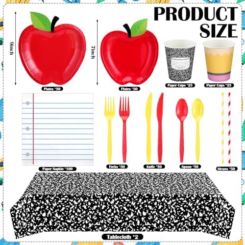 Vesici 452 Pcs Back to School Party Decorations Disposable Tableware Set - Image 3