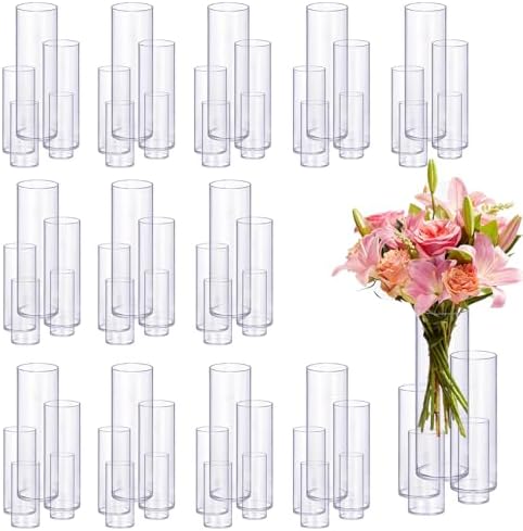 KRNDUMA Glass Cylinder Flower Vases for Centerpieces Glass vase Clear 60Pack-6+6+7.8+9.8+11.8inch by Unknown