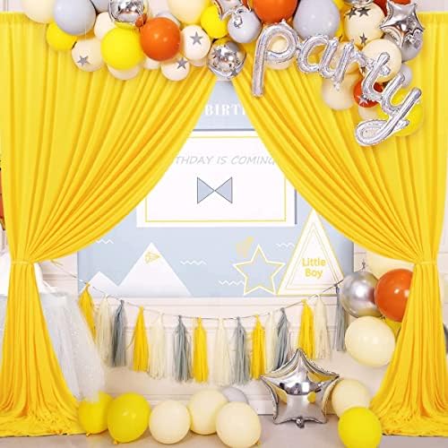 AK TRADING CO. 10 feet x 10 feet Polyester Backdrop Drapes Curtains Panels with Rod Pockets - Wedding Ceremony Party Home Window Decorations - Lemon Yellow - Image 4