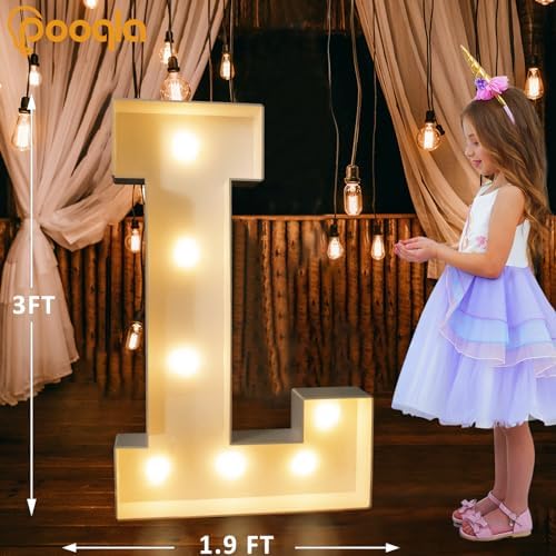 Pooqla 3 FT Marquee Letters, Light Up Letter L, Cool White and Warm White - Image 5