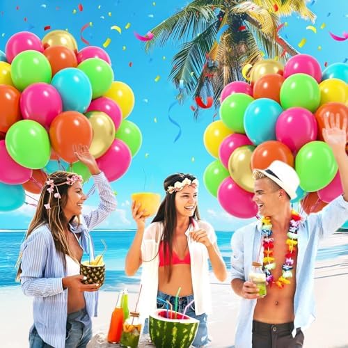 60pcs 12inch Tropical Balloons with Pink Green Teal Yellow Gold Balloons - Image 4