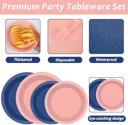 CHUNNIN 96Pcs Baby Gender Reveal Party Plates and Napkins for Boy or Girl Gender Reveal Party Supplies Baby Shower Paper Dessert Plates Pink and Blue Tableware Set for 24 Guests Shower Decorations - Image 3