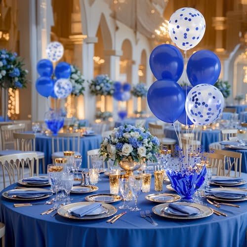 2 Set Royal Blue Table Balloons Foil Spray Centerpiece with Royal Blue and Confetti Balloons Stand Kit for Birthday Party Girls Baby Shower Wedding Bridal Shower Prom Graduation Table Decorations - Image 4