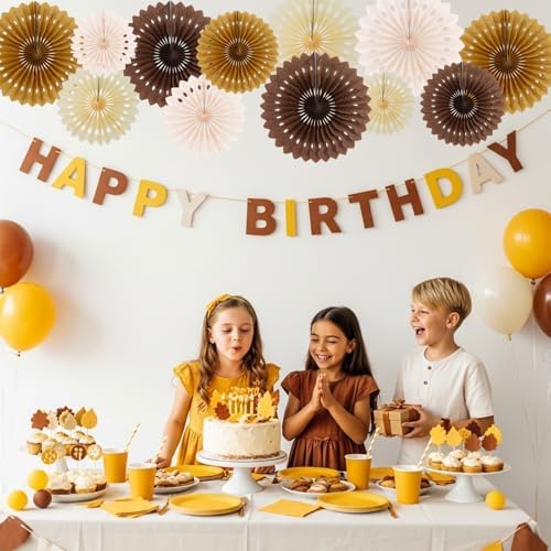 BEISHIDA 12packs Honeycomb Round Paper Fans Brown Hanging Party Decoration - Image 4