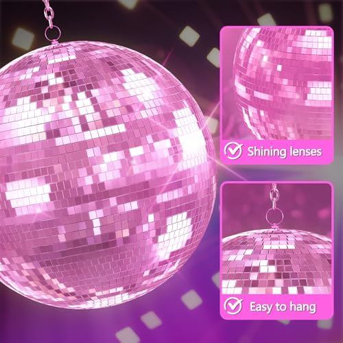 20 inch Disco Ball Pink, Hanging Mirror Ball for Party Decorations, Disco Balls for Large Wedding, Events, Home Decor, Christmas Party, Dance Floor and Celebrations - Image 5
