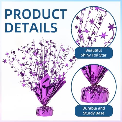 24 Pack Purple Metallic Foil Spray Centerpiece Star Table Decoration Burst Table Centerpieces for Birthday Graduation New Year Halloween Party Supply (Purple) - Image 4
