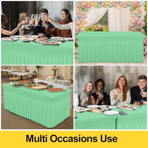 Smiry Spandex Elastic Fitted Table Cloth Skirt for 4FT Rectangle Table - Image 5