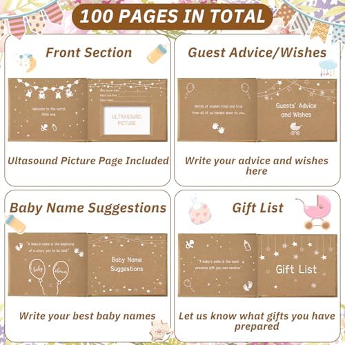 Fuyoooo Kraft Paper Baby Shower Guest Book Baby Shower Sign in Guest Book - Image 3