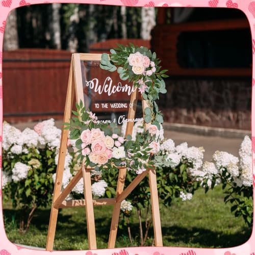 2 Pcs Wedding Arch Decorations, Soft Pink Rose Garland Pastel Set - Image 6