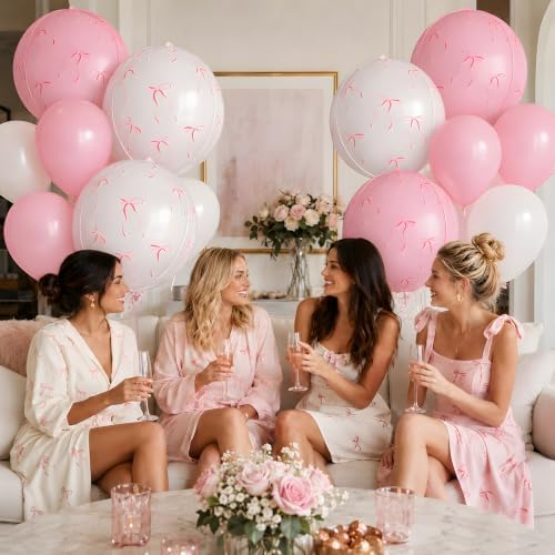 Bow Round Foil Balloons Birthday Coquette Decor 22 Inch 6 Pcs - Image 6