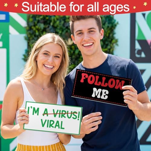 Beeveer 24 Designs Social Media Photo Booth Props, Double Sided PVC Signs - Image 5