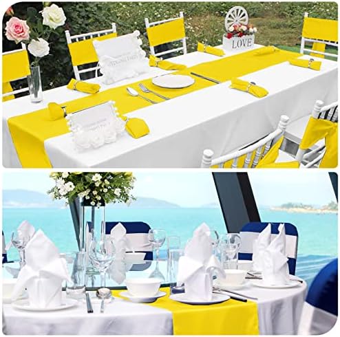 12 Pack Yellow Satin Table Runner 12 x 108 Inch Long Premium Table Runners for Wedding Party Events Decoration, Birthday Parties, Banquets Decorations, Graduations, Engagements - Image 6